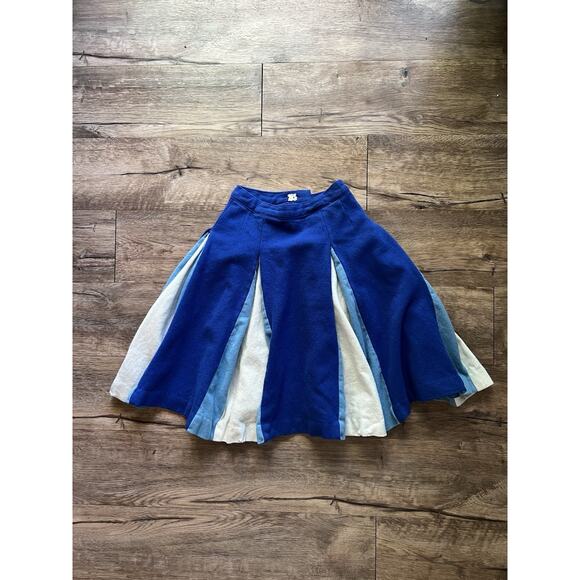 Vintage Skirt SIZE XXS Navy Blue White Wool Cheer School 1960's - Picture 1 of 4